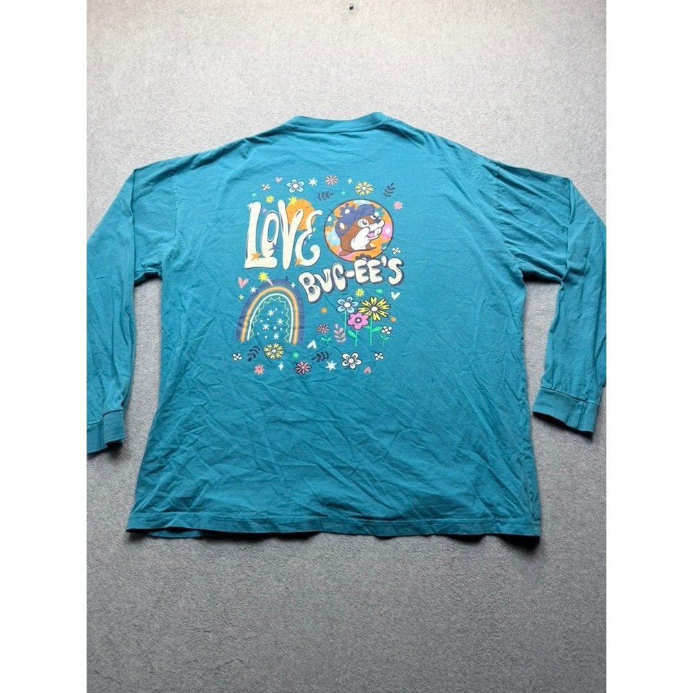 Buc-ees Love Buc-ees Beaver Graphic Long Sleeve T-Shirt Teal Blue XL